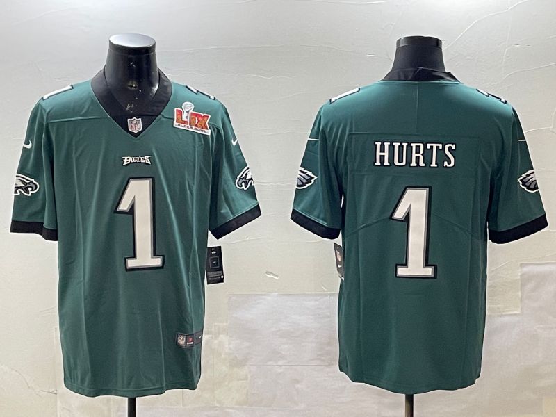 Men Philadelphia Eagles #1 Hurts Green 2025 Nike Vapor Limited NFL Jersey style 2